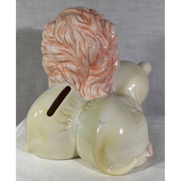 Vintage ENESCO 1997 Ceramic Lion With Cub Piggy Bank Money Box Bank - Picture 2 of 3